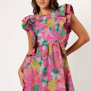 Odin Ruffle Mini Dress - Pearly Purple(S)